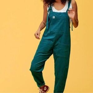 Lucy & Yak Green Dungarees Overalls with Pockets,size small/30,oversized,flaws